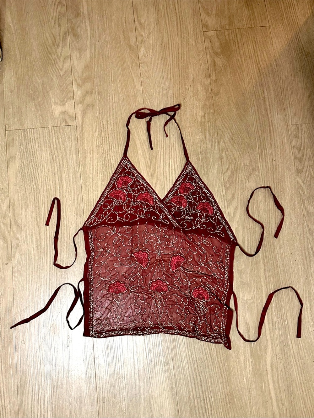 Fairy whimsigoth beaded sequin tie back halter handmade